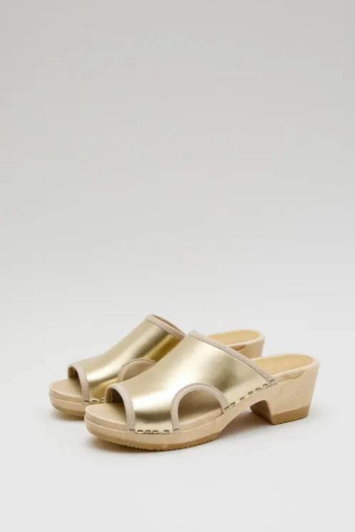 No.6 Store Sale Clogs | Collections | Alexis Clog on Mid Heel in Gold