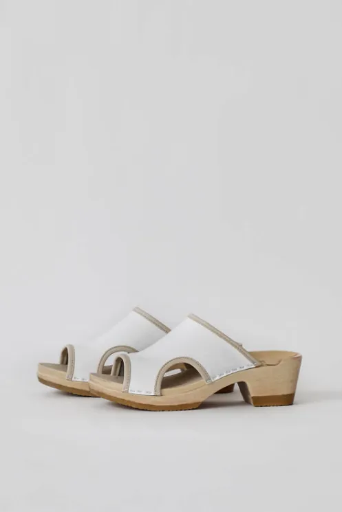 No.6 Store Sale Clogs | Collections | Alexis Clog on Mid Heel in White Patent