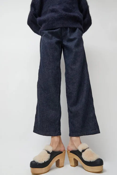 No.6 Store Collections | Clog Sandals And Shoes | Billie Fur Clog on Platform in Indigo and Bone