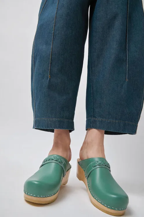 No.6 Store Sale Clogs | Collections | Bridget Clog on Mid Wedge in Sage