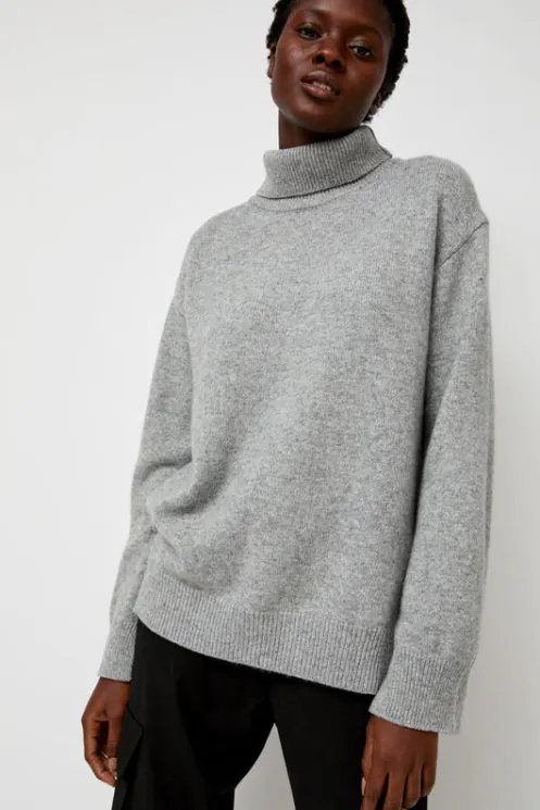 No.6 Store Sweaters | Clothing | Cashmere Blend High Neck Knit in Gray