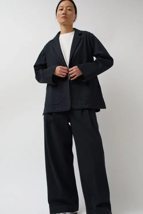 No.6 Store Collections | Jackets & Outerwear | Drapey Blazer in Black Warp and Indigo Weft