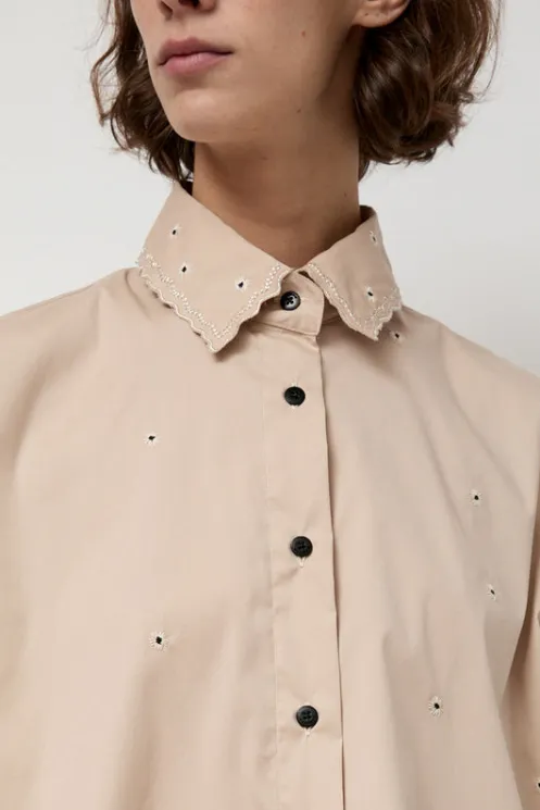 No.6 Store Tops | Clothing | Embroidery Shirt in Beige