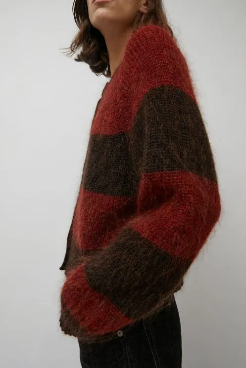 No.6 Store Clothing | Sweaters | Foxtail Stripe Cardigan in Red Brown