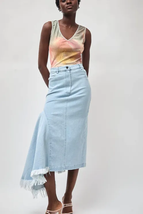 No.6 Store Skirts | Clothing | Gloria Skirt in Washed Light Blue