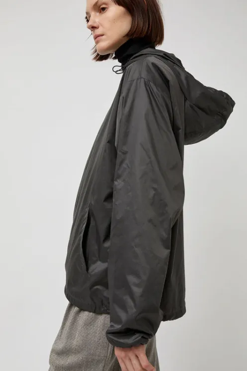 No.6 Store Jackets & Outerwear | Clothing | Glossy Nylon Half Zip Jumper in Charcoal