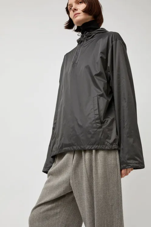 No.6 Store Jackets & Outerwear | Clothing | Glossy Nylon Half Zip Jumper in Charcoal