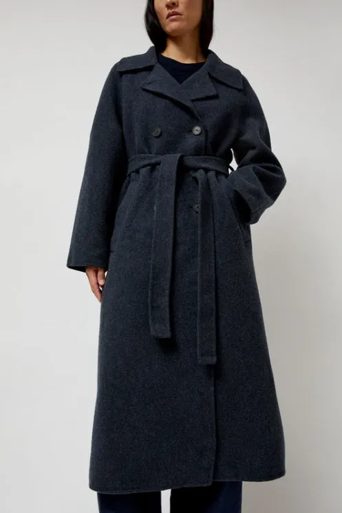 No.6 Store Collections | Jackets & Outerwear | Handmade Long Wool Coat in Blue Navy