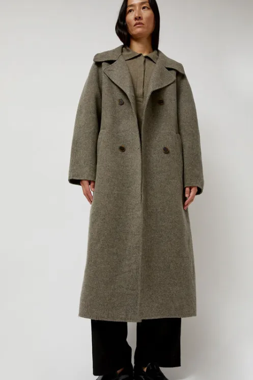 No.6 Store Jackets & Outerwear | Clothing | Handmade Long Wool Coat in Khaki Gray