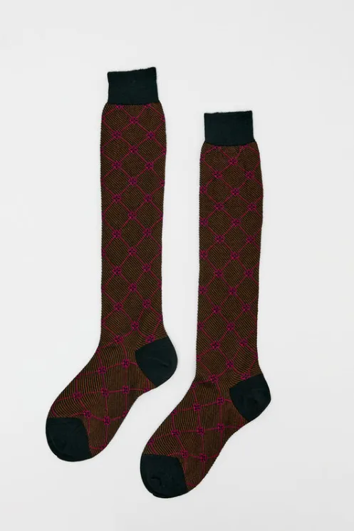 No.6 Store Holiday Gift Guide | Collections | Knee High Clover Patterned Socks in Cipresso