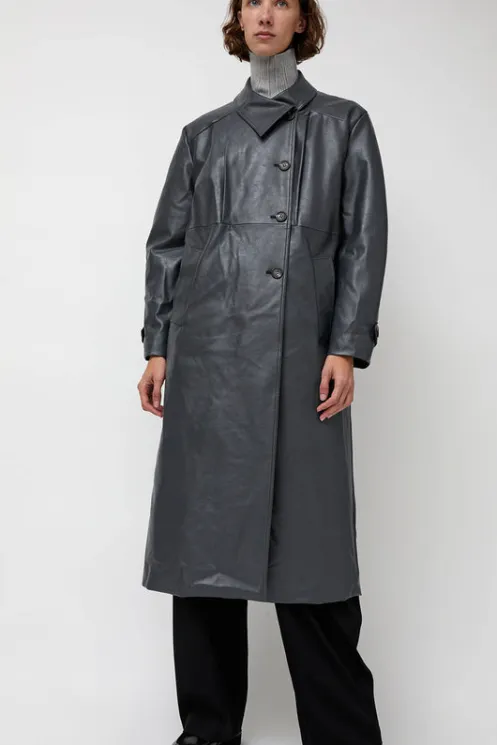 No.6 Store Jackets & Outerwear | Clothing | Leather Scarf Trench in Charcoal