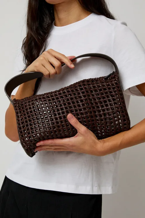 No.6 Store Bags | Accessories | Macrame Mesh Bag in Chocolate