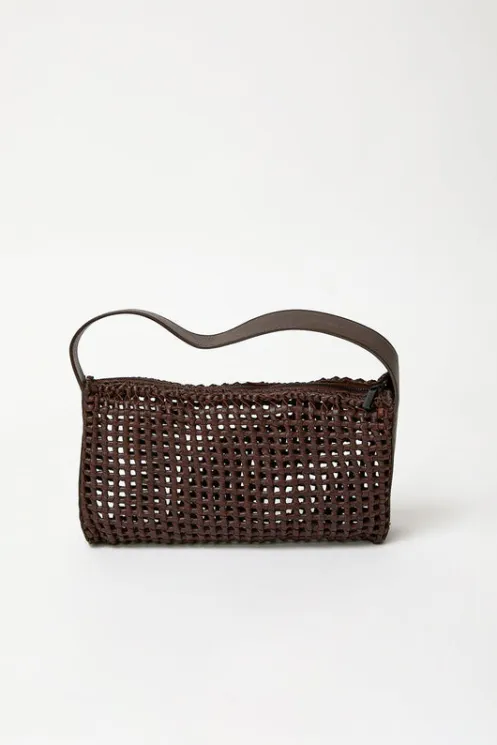 No.6 Store Bags | Accessories | Macrame Mesh Bag in Chocolate