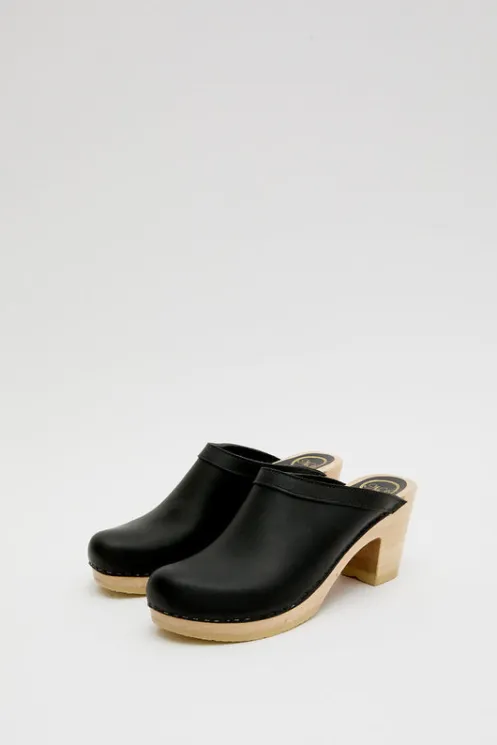 No.6 Store Collections | Clog Sandals And Shoes | Old School Clog on High Heel in Black