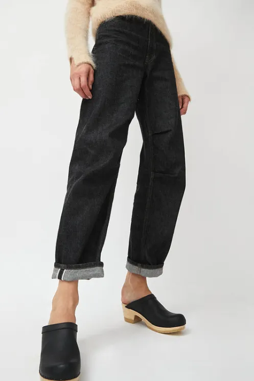 No.6 Store Collections | Clog Sandals And Shoes | Old School Clog on Mid Heel in Black