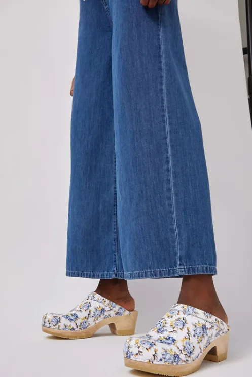 No.6 Store Sale Clogs | Collections | Old School Clog on Mid Heel in Blue Rose Patent