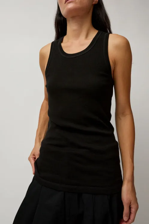 No.6 Store Tops | Clothing | Organic Cotton Soft Rib Singlet in Black