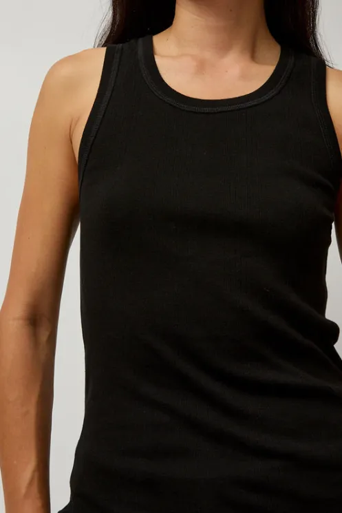 No.6 Store Tops | Clothing | Organic Cotton Soft Rib Singlet in Black