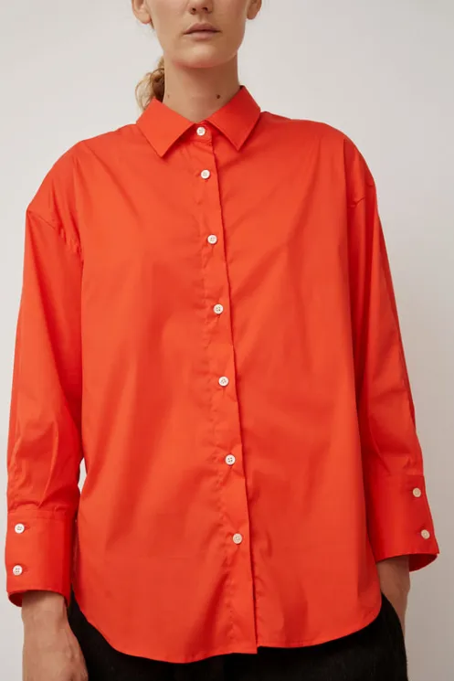 No.6 Store Tops | Clothing | Oversize Cotton Shirt in Coral