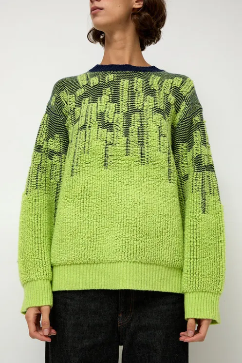 No.6 Store Sweaters | Clothing | Pile Jacquard Sweater in Wasabi