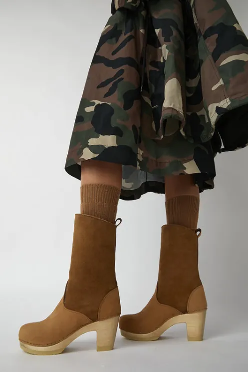 No.6 Store Collections | Clog Boots | 9" Pull On Shearling Clog Boot on High Heel in Copper
