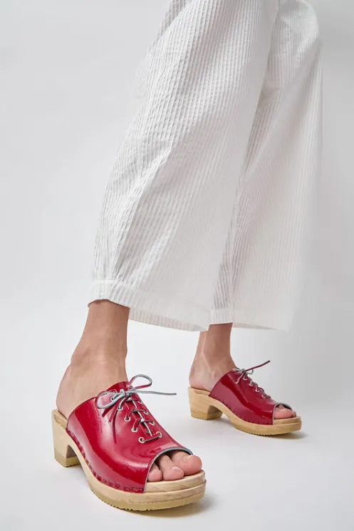 No.6 Store Sale Clogs | Collections | Simone Clog on Mid Heel in Red Patent