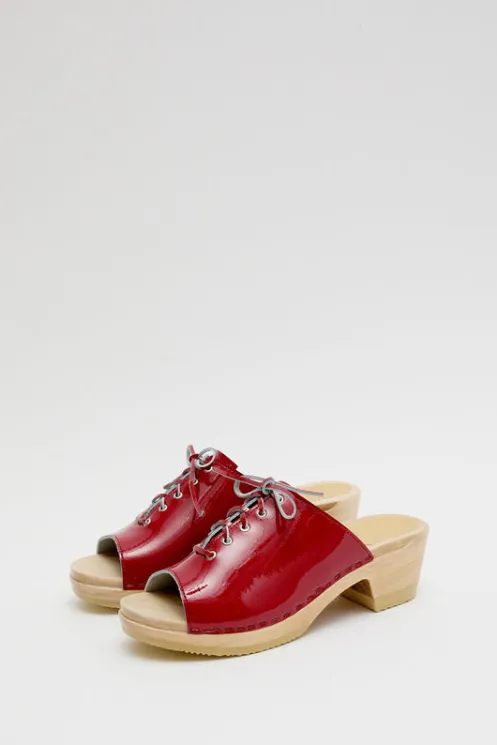 No.6 Store Sale Clogs | Collections | Simone Clog on Mid Heel in Red Patent