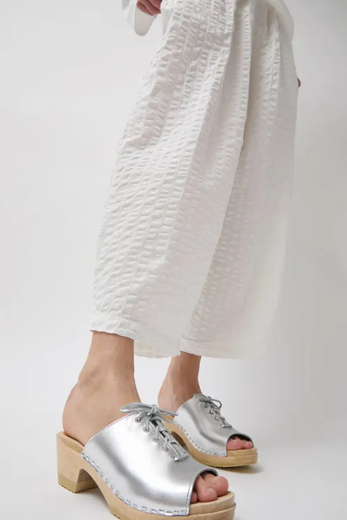 No.6 Store Sale Clogs | Collections | Simone Clog on Mid Heel in Silver