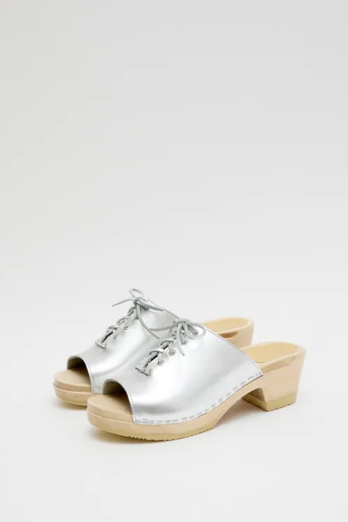 No.6 Store Sale Clogs | Collections | Simone Clog on Mid Heel in Silver