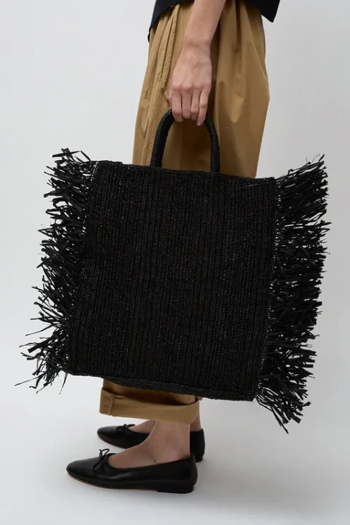 No.6 Store Bags | Accessories | Straight Fringe Square Bag in Black