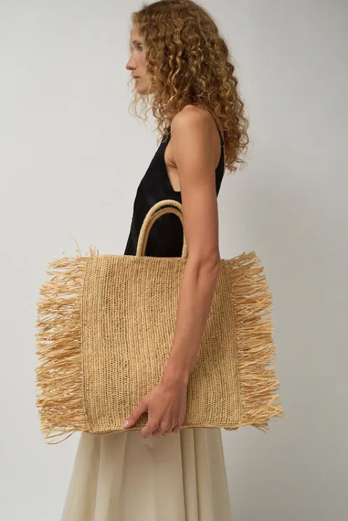 No.6 Store Bags | Accessories | Straight Fringe Square Bag in Natural