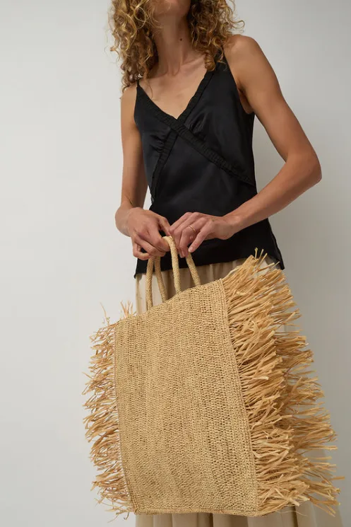 No.6 Store Bags | Accessories | Straight Fringe Square Bag in Natural