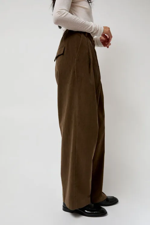 No.6 Store Collections | Clothing | Thin Corduroy Wide Leg Pants in Light Brown