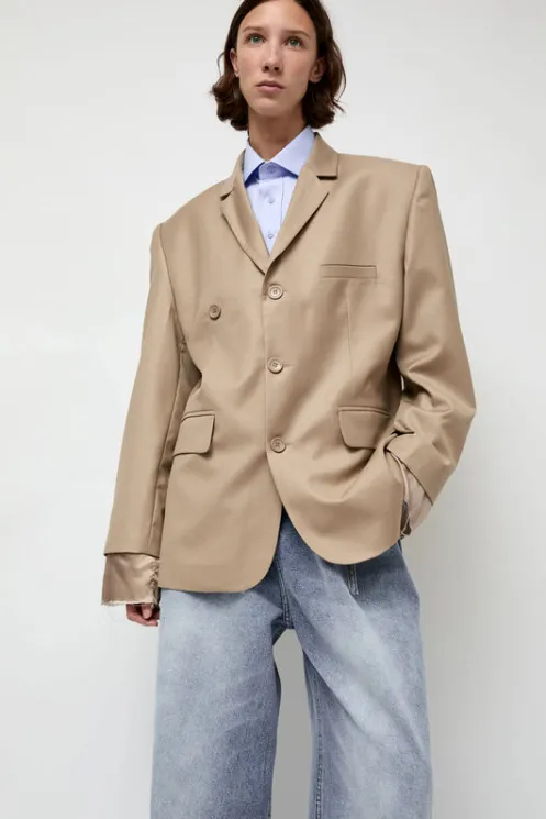 No.6 Store Jackets & Outerwear | Clothing | Virgin Wool Single Breasted Blazer in Beige